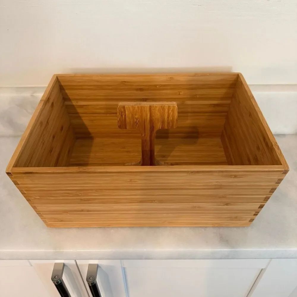 IKEA Variera Bamboo Wood Carrier Caddy Box With Handle 21386 Tan OS